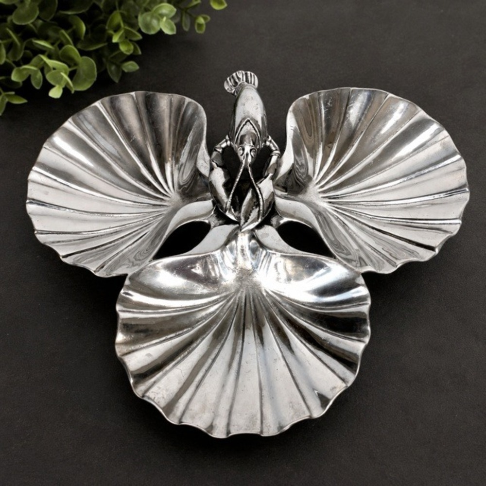 Vintage Bruce Fox #354 Lobster 3 Shell Tray Cast Aluminum Platter Signed